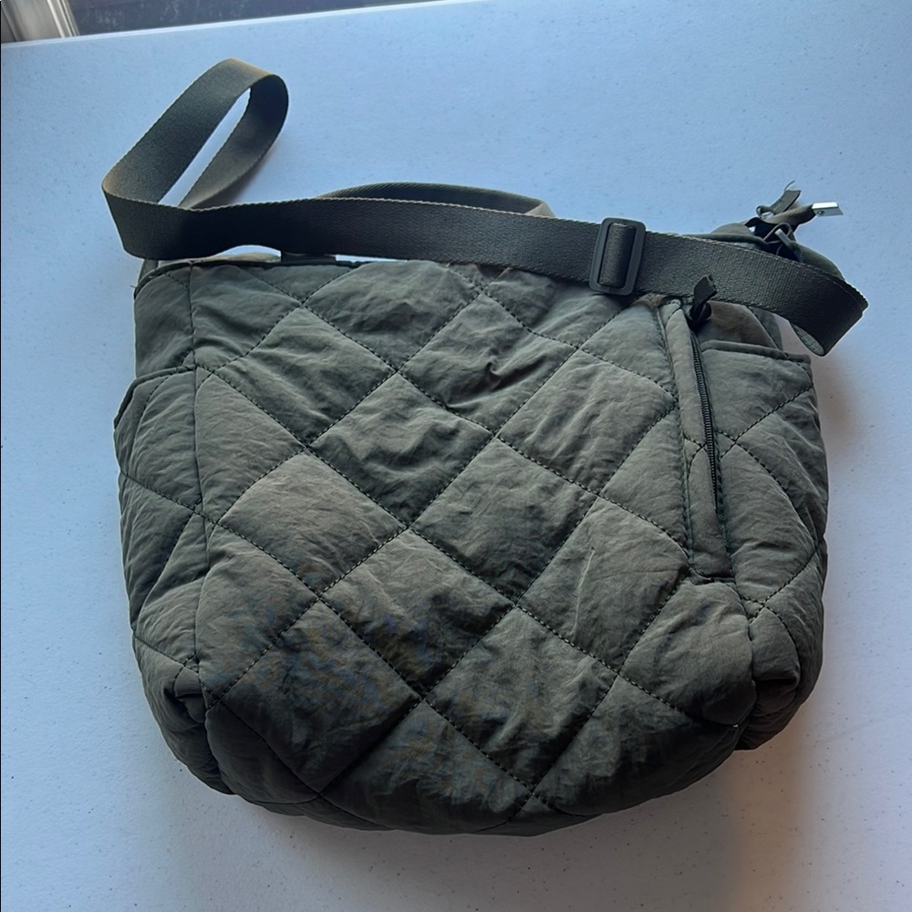 Quilted Olive Green Crossbody Bag